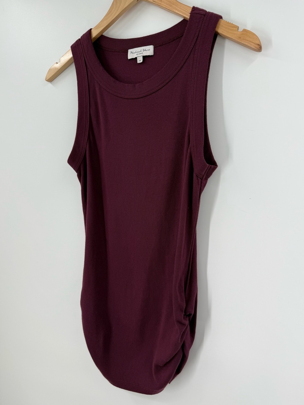 Michael Stars Halley Ribbed Scoop Neck Tank with Side Ruching | Port Royale | M